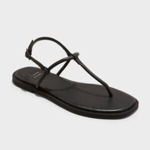 A New Day Women's Tiffany Sexy Thong Ankle Strap Sandals Black Size 8.5